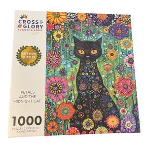 Cross & Glory Puzzle, "Petals and the Midnight Cat", 1000 Pieces,